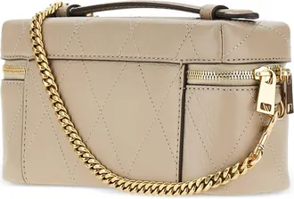 Tory Burch Diamond-Quilted Leather Vanity Case - Beige