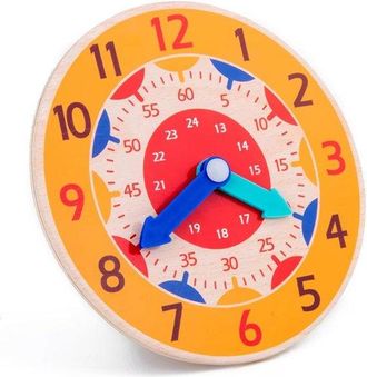 OEM Reloj De Aprendizaje - Aprender A Decir La Hora - Montessori - Reloj De Madera Educativo Para Practicar - Material Escolar - Amarillo