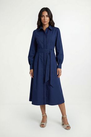 Wallis Womens Cotton Lace Detail Shirt Dress - Navy - Size 10 UK
