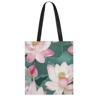 Generic Lotuses Flower Womens Tote Casual Shopping Bag Lightweight Shoulder Bags Hobos Handbag for Work Travel Daily 35x40cm