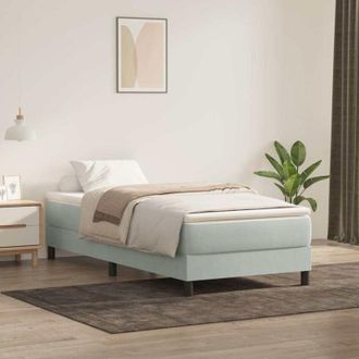vidaXL Cama Box Spring Con Colch&oacute;n Terciopelo Gris Claro 80x220 Cm Vidaxl
