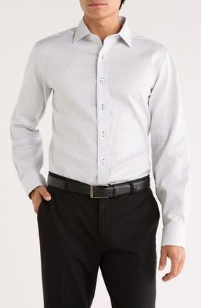 Lorenzo Uomo Pindot Trim Fit Dress Shirt in White at Nordstrom Rack, Size 14.5 - 32