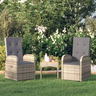 vidaXL Vidaxl - Sillas Reclinables De Jard&iacute;n Y Cojines 2 Unidades Rat&aacute;n Pe Gris