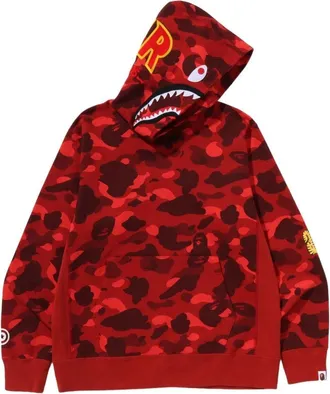 A Bathing Ape Color Camo 2Nd Shark Pullover Hoodie Red 1L80-114-006-RED