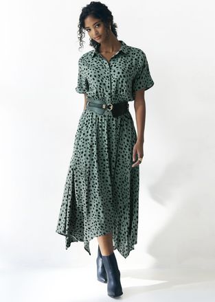 Lascana Druckkleid LASCANA, Damen, Gr. 34, N-Gr, gr&uuml;n (gr&uuml;n, schwarz bedruckt), Web, Obermaterial: 100% Viskose, bedruckt, figurumspielend ca. Mitte Wade, Kle