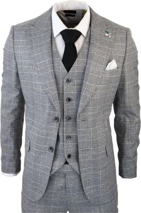 Harry Brown Grey 3 Piece Prince Of Whales Check Suit