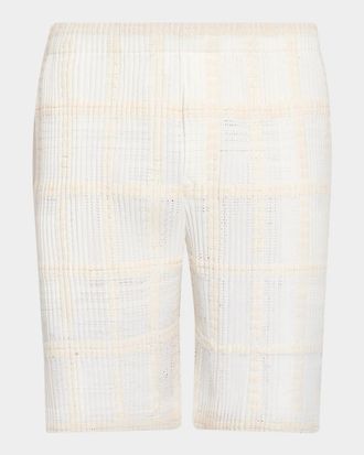 Homme Pliss&eacute; Issey Miyake Men & apos;s Lace Grid Pleated Shorts