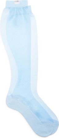 Maison Margiela Bootleg Sheer Knee High Socks in Shirt Blue at Nordstrom, Size Small