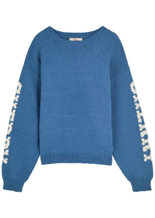 Cherry Los Angeles Logo-intarsia Cotton-knit Jumper - Blue - XL
