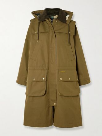 Barbour Giacca In Twill Di Misto Cotone Con Finiture In Velluto A Coste E Cappuccio Bilsdale - Verde