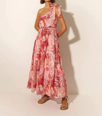 Kivari Freya One Shoulder Maxi Dress In Pink Floral