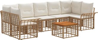 vidaXL Conjunto De Sof&aacute;s De Exterior 8 Uds. Natural Y Crema Vidaxl