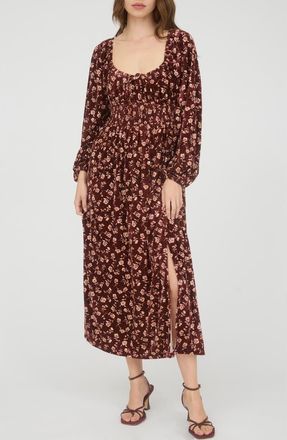 August Sky Floral Long Sleeve Velvet Maxi Dress in Burgundy Multi at Nordstrom Rack, Size Medium