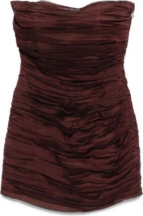 Raquel Diniz Abito corto New Ambra plissettato senza spalline - Rosso