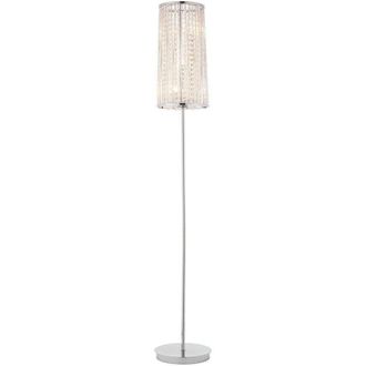 Loops Tall Crystal Floor Lamp Chrome & Glass Modern Free Standing Lounge Feature Light