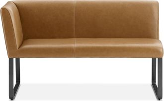 Castlery Brown Leather Left Banquette Bench, Grey Metal Leg | Elliot by Castlery, Timelessly designed for added comfort