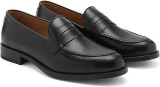 Mango Leather Penny Loafer in Black at Nordstrom, Size 9