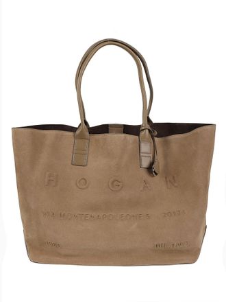 Hogan Address Medium Embossed Calf Leather Shopping Bag
