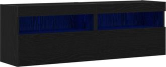 vidaXL Vidaxl - Mueble De Tv De Pared 2 Pzas Luces Led Roble Negro 60x30x40 Cm