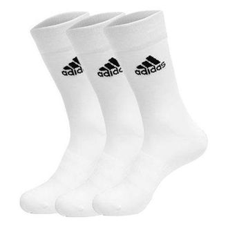adidas Light Crew 3pp Athleisure Casual Sports Breathable Logo Socks Unisex 3 Pairs White DZ9393
