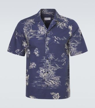 Moncler Camicia bowling in cotone con stampa