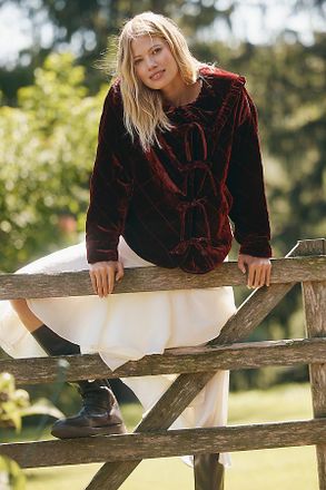 Maeve The Hazel Velvet Quilted Jacket by Maeve