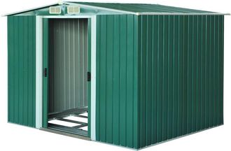 OUTSUNNY Cobertizo de jardín 258x206x178 cm 5,3m² caseta metálica con puertas correderas y ventilaciones para almacenamiento de herramientas - Outsunny
