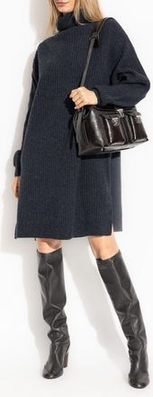 Christophe Lemaire Wool Dress With Turtleneck, Womens, Navy Blue