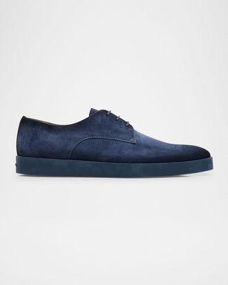 Santoni Mens Dilate-B Suede Derby Shoes
