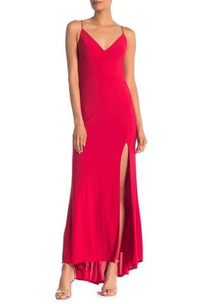 Jump Apparel Plunge V-Neck Jersey Gown in Red at Nordstrom, Size X-Small
