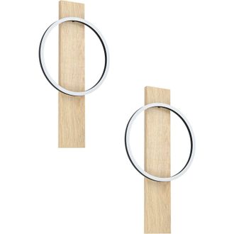 Loops 2 PACK Wall Flush Ceiling Light Colour Black Brown Shade White Plastic LED 12W