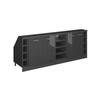 Vicco Armario De Cocina Para Techo Inclinado R-line, Antracita Alto Brillo, 210 Cm Lote De 5 Carcasas De Armario 60 Cm De Profundidad, Vicco