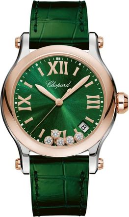 Chopard Happy Sport Quartz Horloge met Groene Wijzerplaat en Zwevende Diamanten - Dames - Horloges - Groen - ONE Size - Accessoires