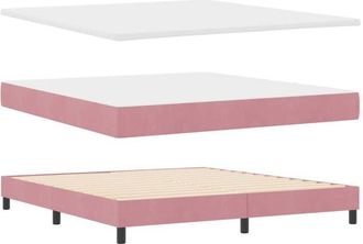 vidaXL Box Spring Bed with Mattress Black 100x200 cm Velvet Pink vidaXL