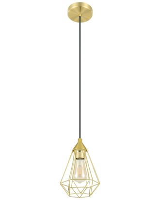 Eglo Eglo Tarbes 1 Light Open Frame Geometric Mini Pendant With Brushed Brass Finish & Black Acccents