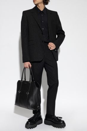 Alexander McQueen Wool Trousers With Lurex Thread, Mens, Black