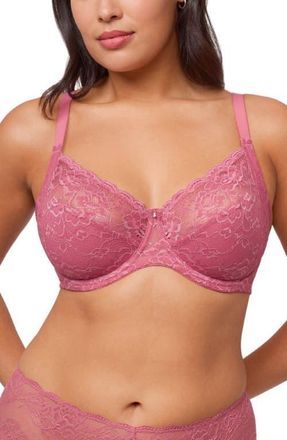 Montelle Intimates Muse Underwire Full Cup Lace Bra in Lipstick at Nordstrom, Size 32H