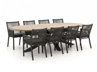Manifesto Furniture + 10% kassakorting | Manifesto Rivola/ROUGH-Y Ellips 280cm dining tuinset 9-delig