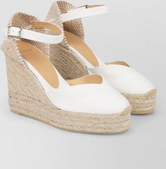 Castaner ankle strap espadrille wedge peep toe