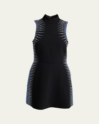 Casablanca Embellished Mock-Neck Sleeveless Mini Dress