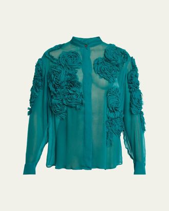 Dries Van Noten Chowsa Floral Embroidered Blouse
