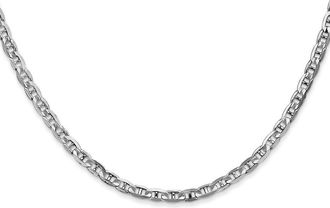 Diamond2Deal 14K White Gold 3mm Concave Anchor Chain Necklace