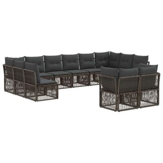 vidaXL Conjunto De Sof&aacute;s De Jard&iacute;n 12 Pcs Gris Rat&aacute;n Sint&eacute;tico Vidaxl