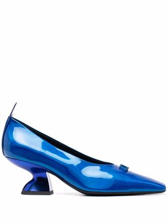 Ferragamo F-heel leather pumps - women - Lambskin/Calf Leather/Calf Leather - 4 - Blue