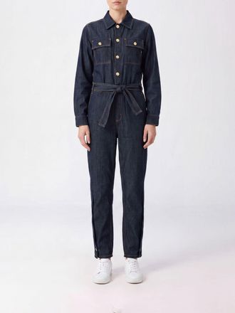 Liu Jo Slim Fit Cotton Denim Jumpsuit with Waist Belt