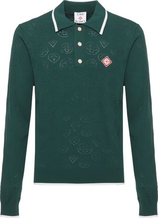 Casablanca Green Long-Sleeve Wool Polo Shirt
