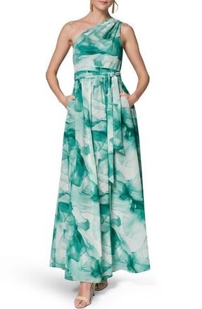 DKNY Floral One-Shoulder Gown in Lawn Multi at Nordstrom, Size 10