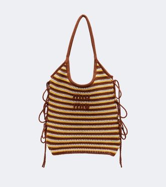 Miu Miu Ivy crochet striped shopper