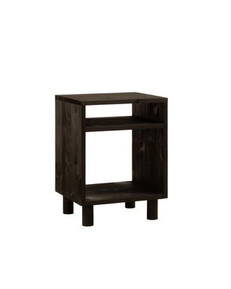 Deco Wood Mesita de noche de madera maciza en tono negro de 50,5x32cm