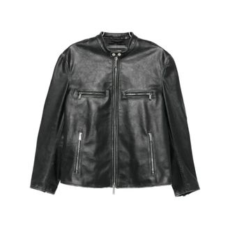 Dsquared2 Leather Jackets, male, Black, Size: 2XL Outerwear Dsquared2